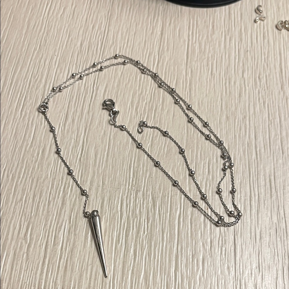 Elegant Silver Spike Pendant Necklace
